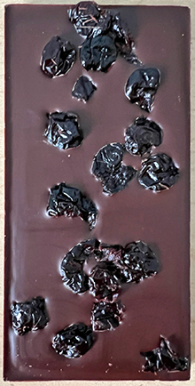 Back of Moka Cherry Dark Chocolate bar
